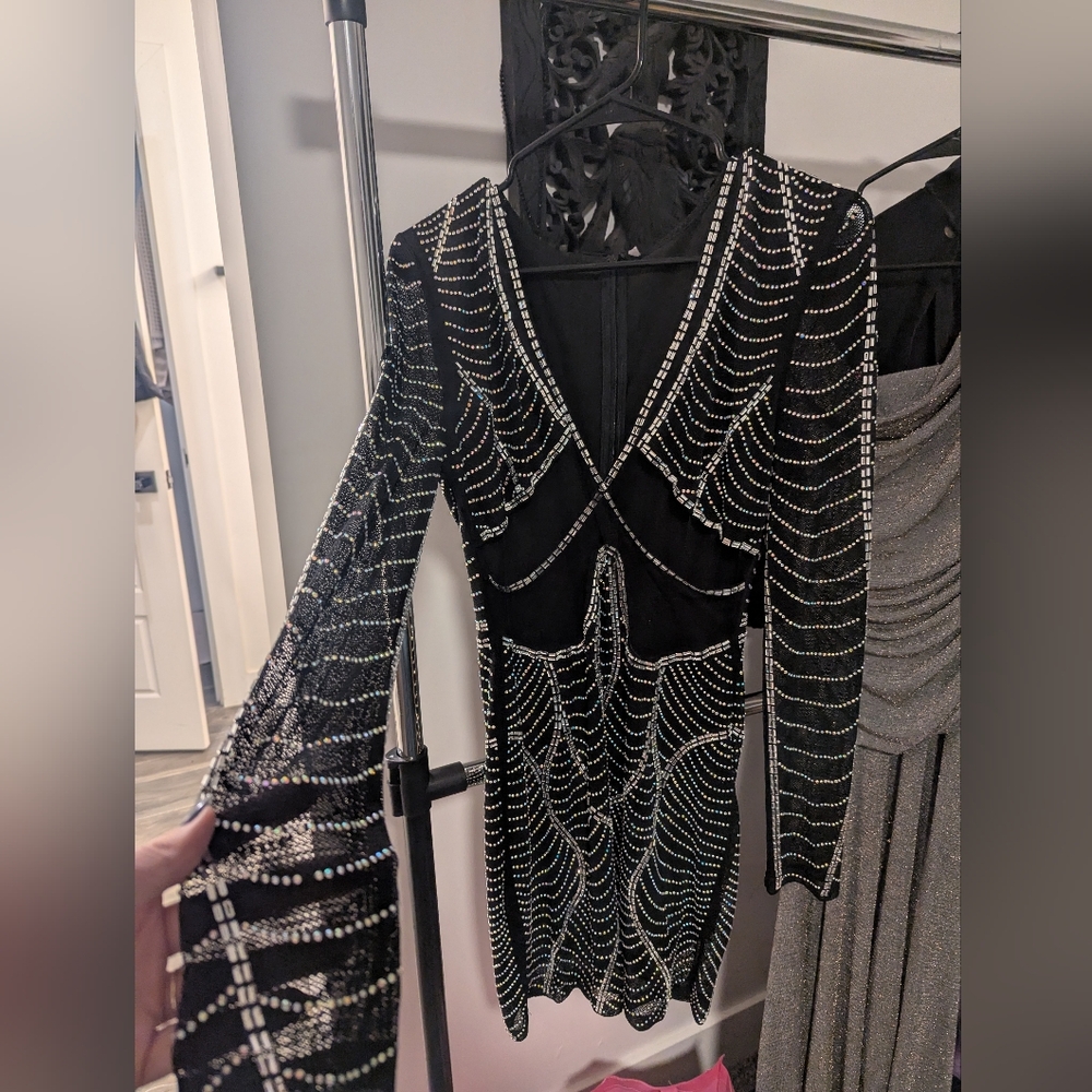 Party Dress Black Silver Sheet Women's Dress